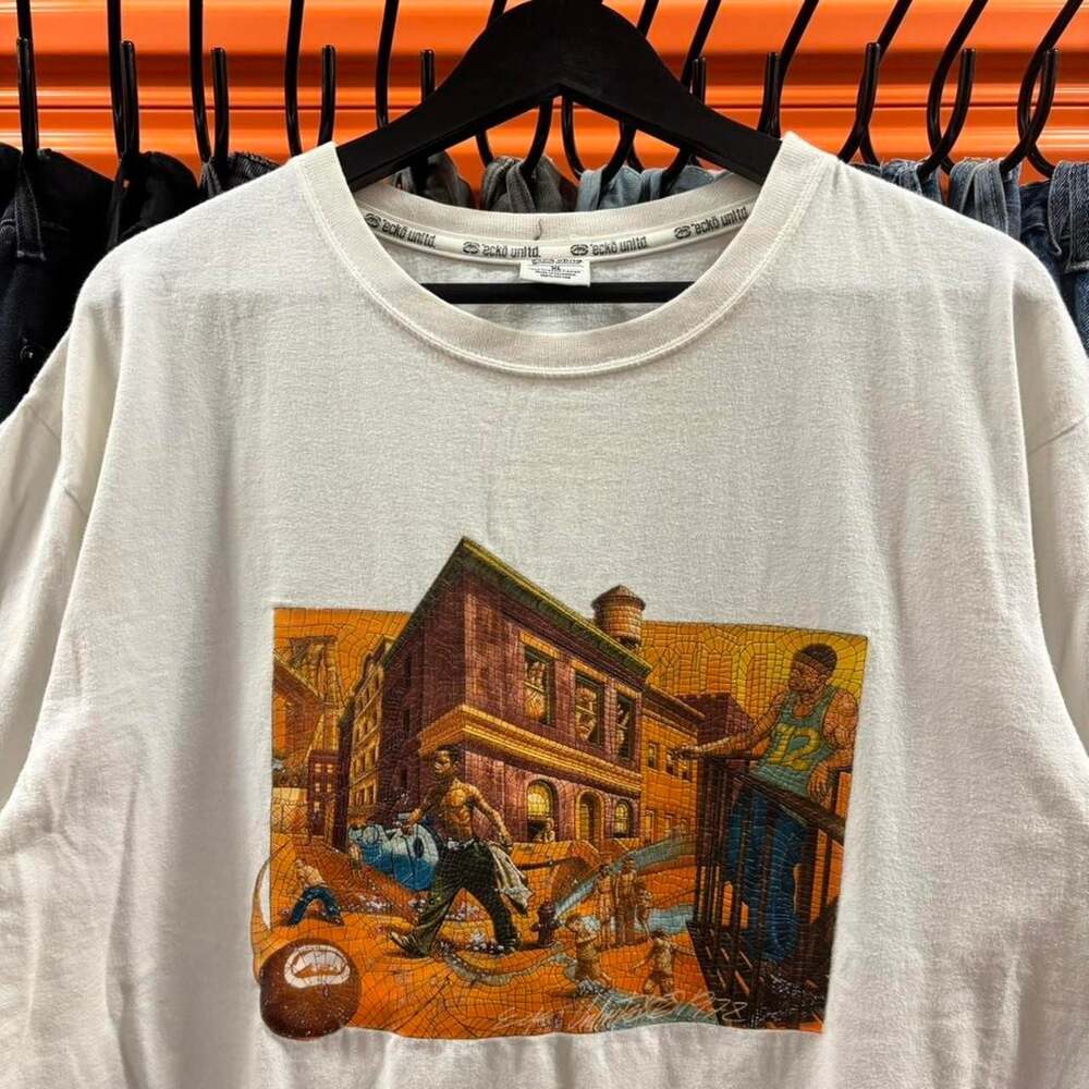 Vintage 90s Ecko Unltd Mosaic Graphic T-Shirt, Skater Grunge, White - XL